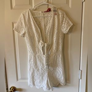 Saks Fifth Avenue White Eyelet Romper | XS